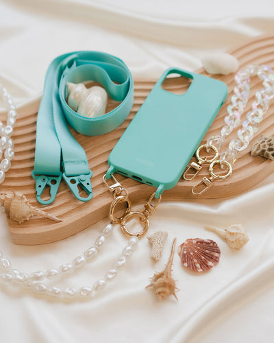 ARIELLE Interchangeable Detachable Customization Crossbody Phone Case in Teal/Mint Tech Accessories for Apple iPhone and Samsung Galaxy iPhone 12 Pro Max iPhone 12/12 Pro iPhone 12 mini iPhone 11 Pro Max iPhone 11 Pro iPhone 11 iPhone X/XS Samsung S20 Plus Samsung S20 Samsung Note 10 Plus phone sling - Taizjo
